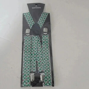 Miller Lite Beer Suspenders Braces NWT Classic Can Green Clip On Adjustable
